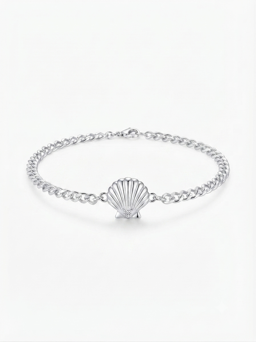 Pulseira Concha em Prata 925 | Delicadeza do Mar em Uma Joia Única