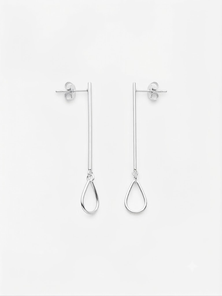 Brinco Palito Gota em Prata 925 – Brinco Feminino Elegante com Design Alongado e Sofisticado