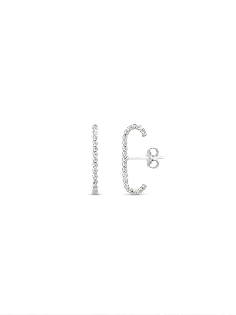 Brinco Ear Hook Trançado em Prata 925 – Brinco Feminino Moderno com Design Sofisticado