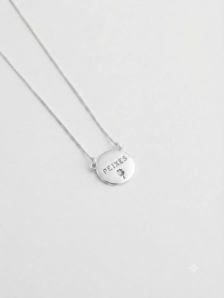 Cordão Signo de Peixes em Prata 925 | Colar com Placa de Peixes, Delicado, Elegante e Cheio de Significado