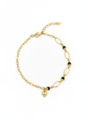 PULSEIRA OVAL COM CORAÇÕES GOLD
