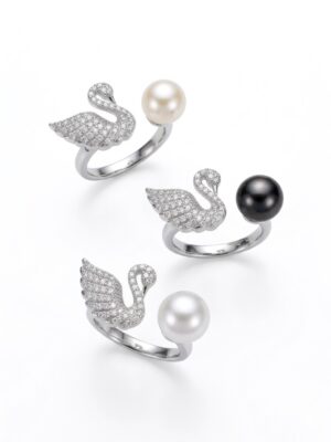 Anel Cisne com Pedra e Zircônias Prata 925 Feminino – Delicado, Elegante e com Brilho Sofisticado