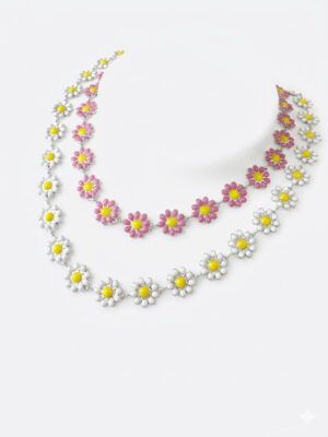 CHOCKER FLORES ROSA OU BRANCA SEMIJOIA