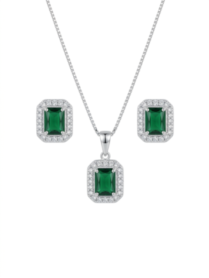 CONJUNTO PEDRA VERDE SEMIJÓIA