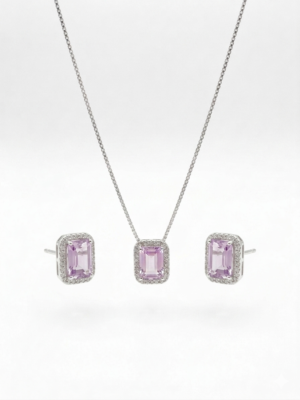 CONJUNTO PEDRA BRANCA SEMIJÓIA