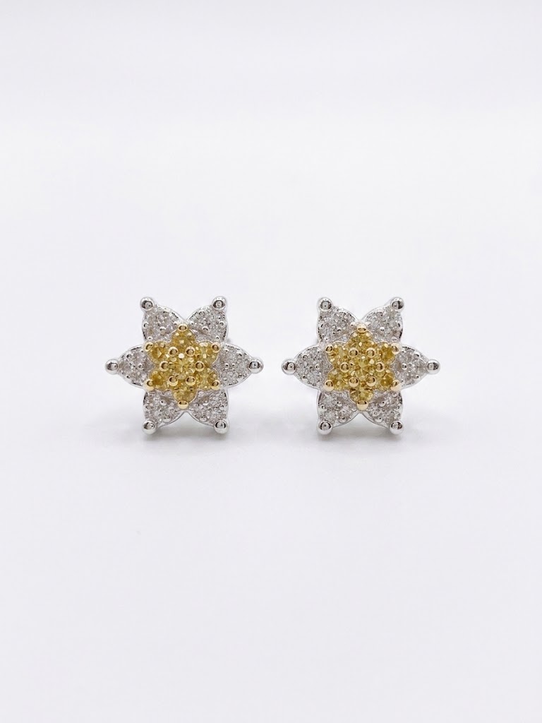 Brinco Estrela Floral Cravejado – Banhada a ouro