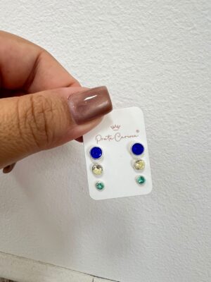 TRIO PEDRAS BRASIL EM PRATA 925