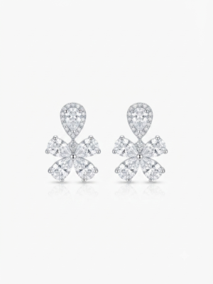 BRINCO FLOR DE CRISTAL SEMIJOIA